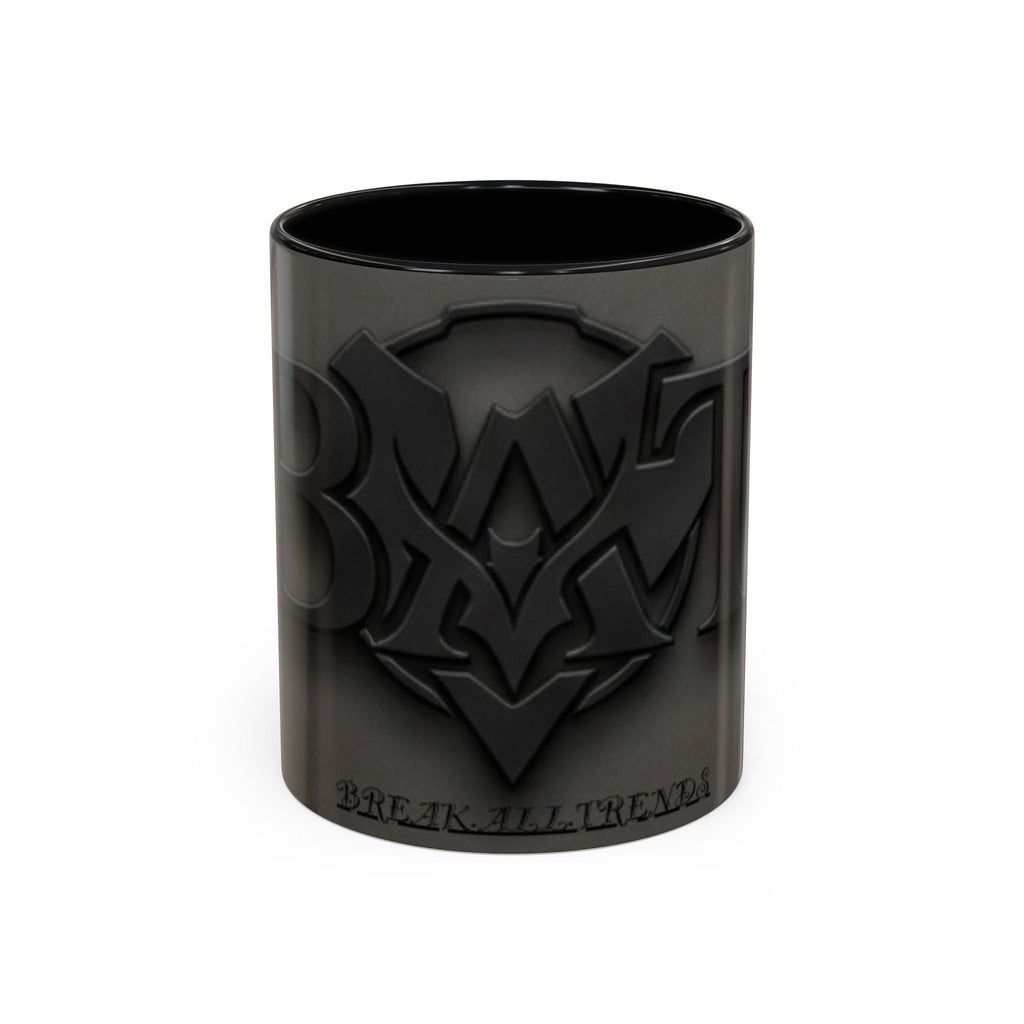 Black Emblem Coffee Mug — Bold 3D Crest Accent Mug