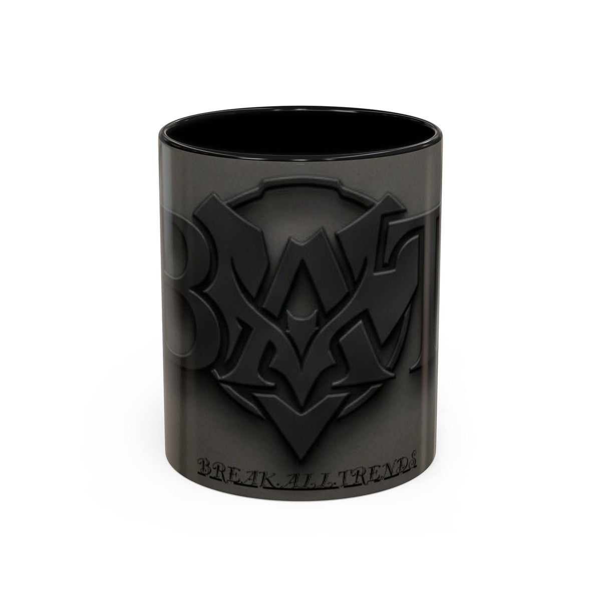 Black Emblem Coffee Mug — Bold 3D Crest Accent Mug