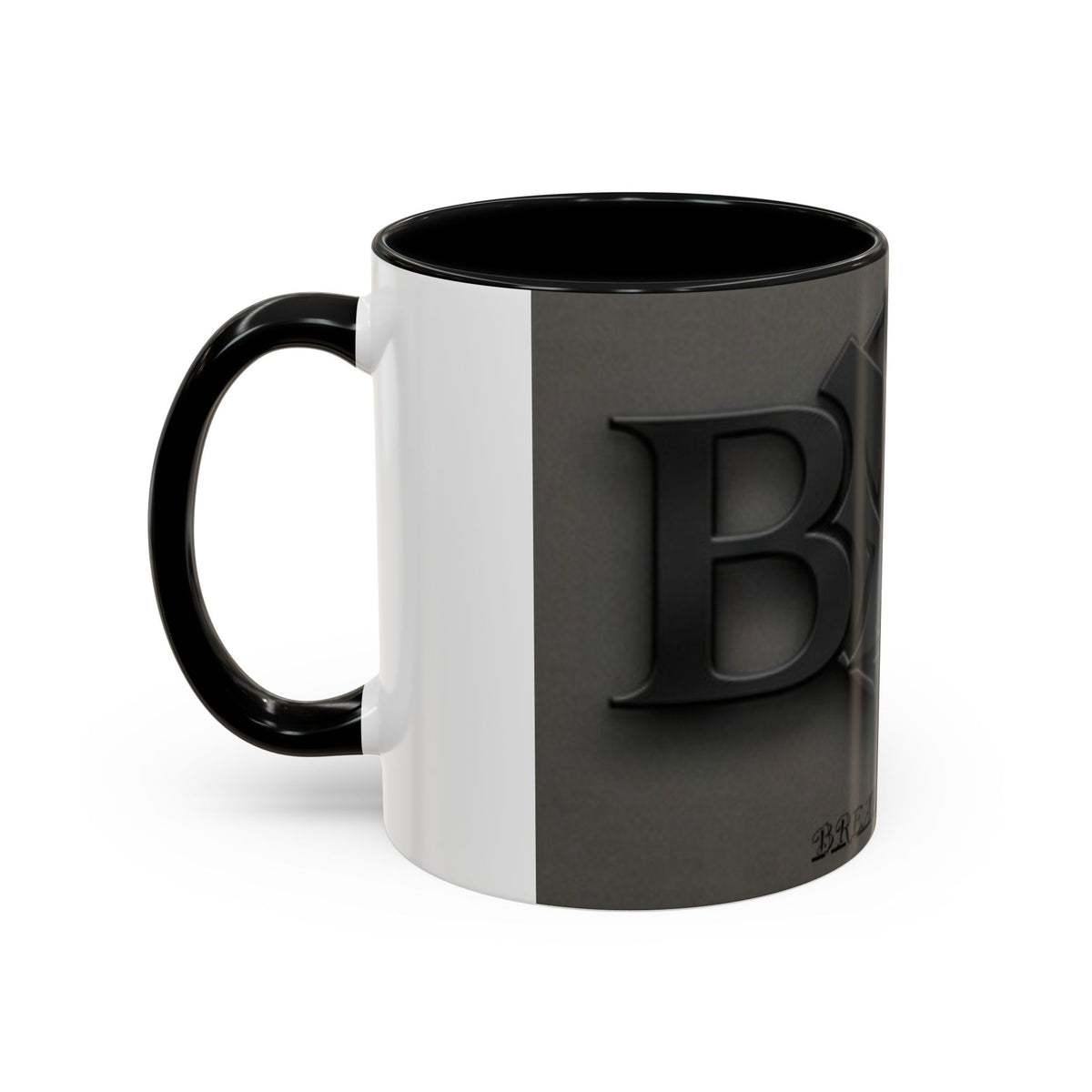 Black Emblem Coffee Mug — Bold 3D Crest Accent Mug