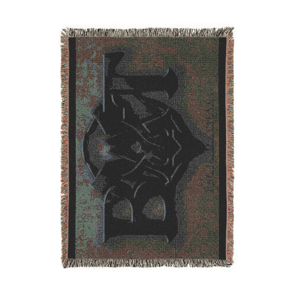 Black Demon Bat Woven Blanket — Gothic Logo Throw for Horror Fans
