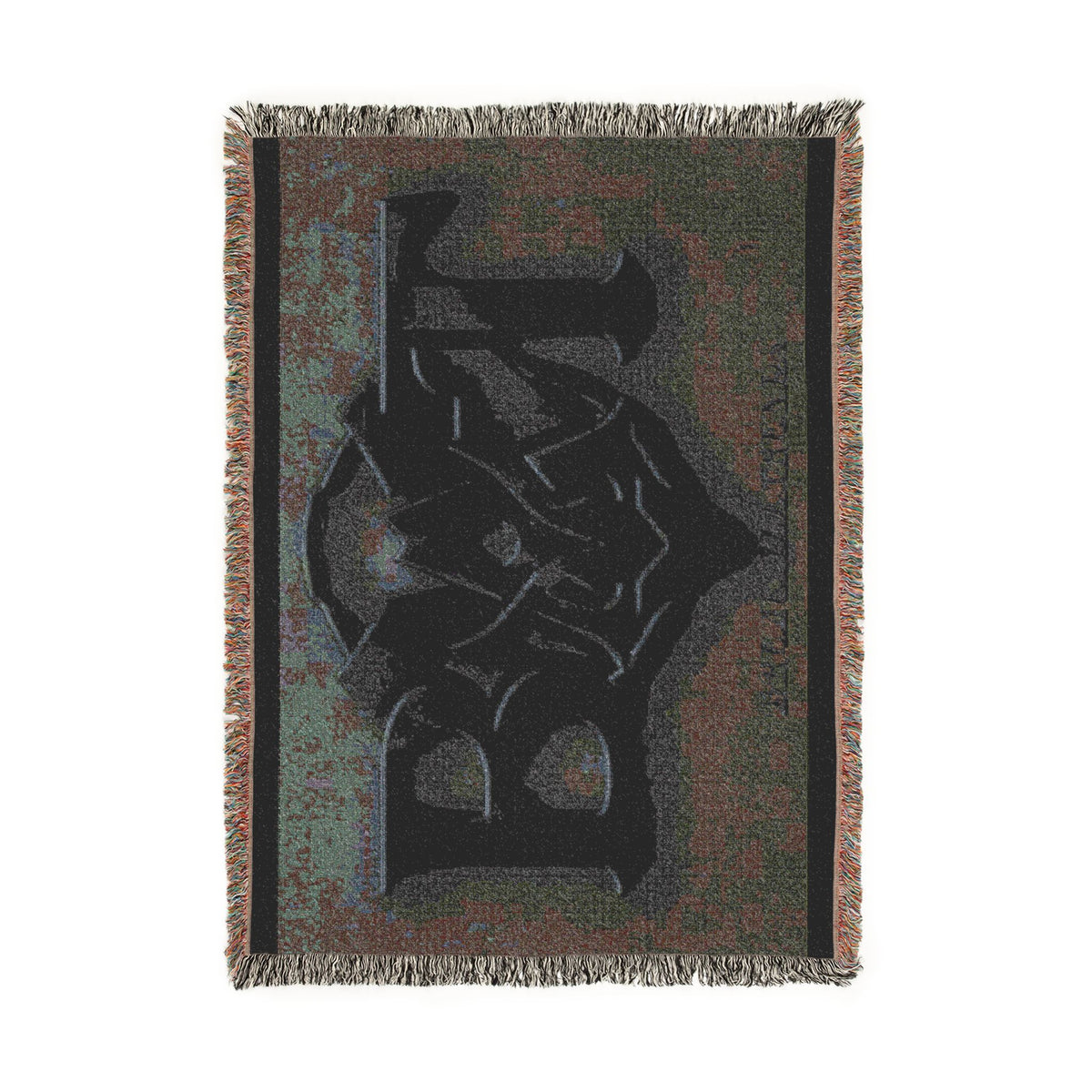 Black Demon Bat Woven Blanket — Gothic Logo Throw for Horror Fans