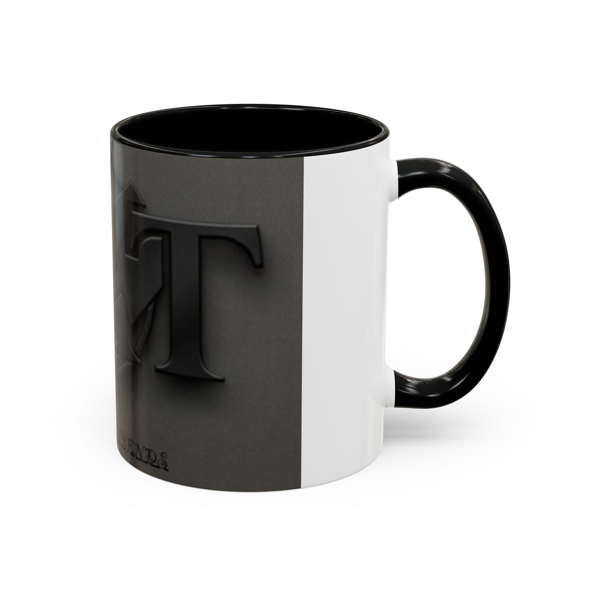 Black Emblem Coffee Mug — Bold 3D Crest Accent Mug
