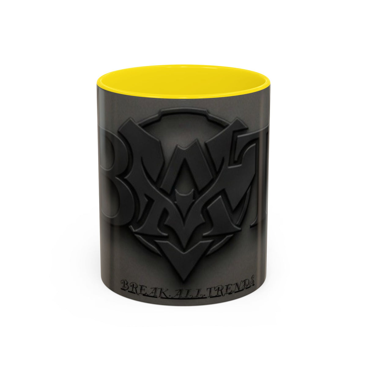 Black Emblem Coffee Mug — Bold 3D Crest Accent Mug