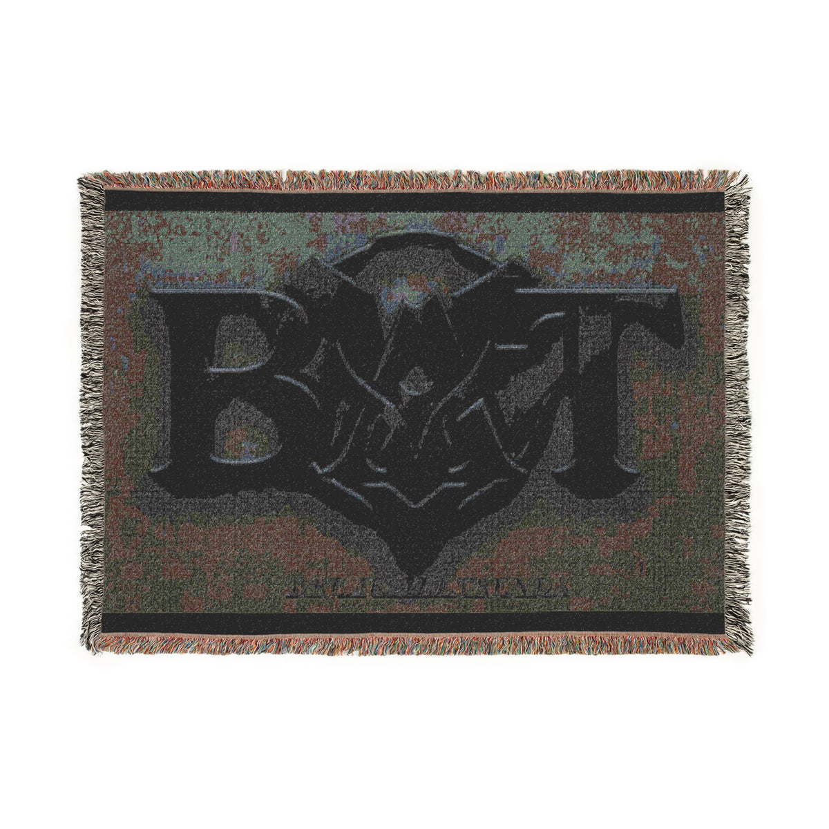 Black Demon Bat Woven Blanket — Gothic Logo Throw for Horror Fans