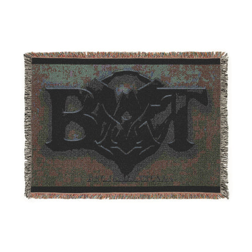 Black Demon Bat Woven Blanket — Gothic Logo Throw for Horror Fans